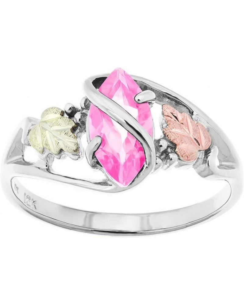 & Silver Pink Ice Ring 10X5 mm 2 - 12K Leaves $39.60 Rings