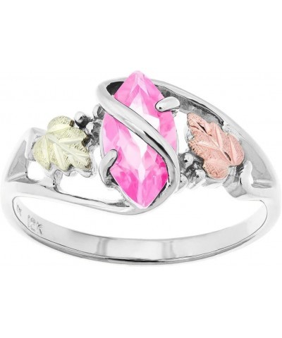 & Silver Pink Ice Ring 10X5 mm 2 - 12K Leaves $39.60 Rings