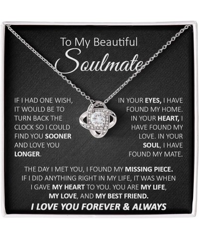 To My Soulmate Necklace For Women, To My Wife Necklace From Husband, Love Knot Necklace Gifts For Wife From Husband, Birthday...