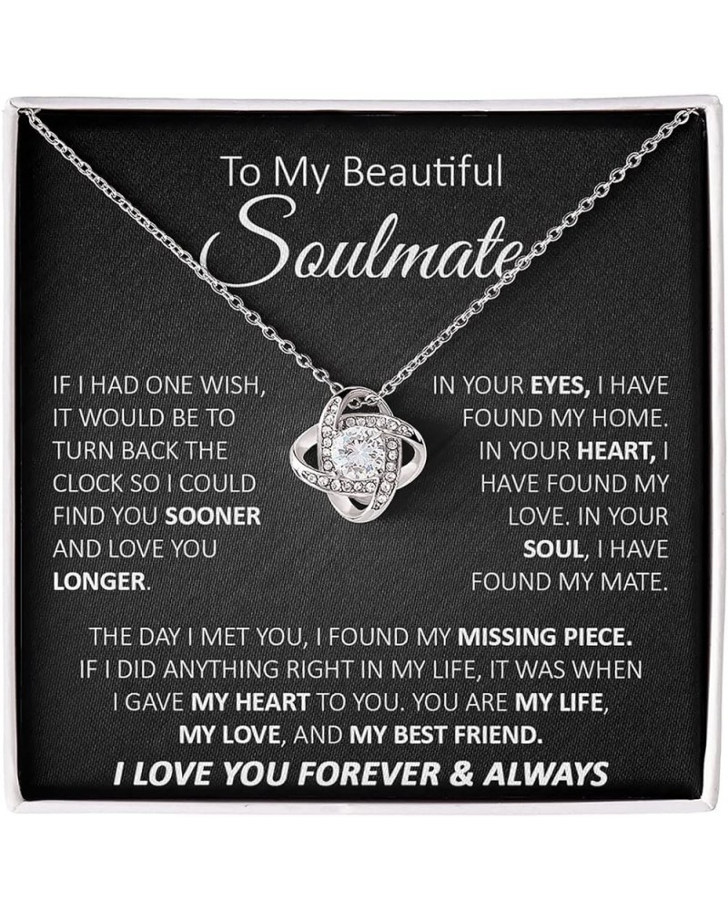 To My Soulmate Necklace For Women, To My Wife Necklace From Husband, Love Knot Necklace Gifts For Wife From Husband, Birthday...