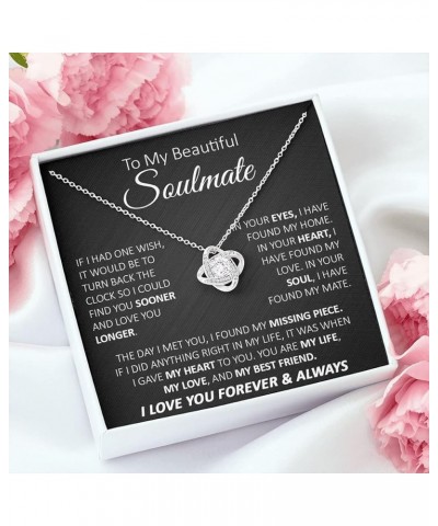 To My Soulmate Necklace For Women, To My Wife Necklace From Husband, Love Knot Necklace Gifts For Wife From Husband, Birthday...