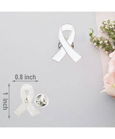 100Pcs White Ribbon Pins Lung Cancer Bone Cancer Awareness Pins Blindness Victims of Terrorism and Adoption Awareness Enamel ...