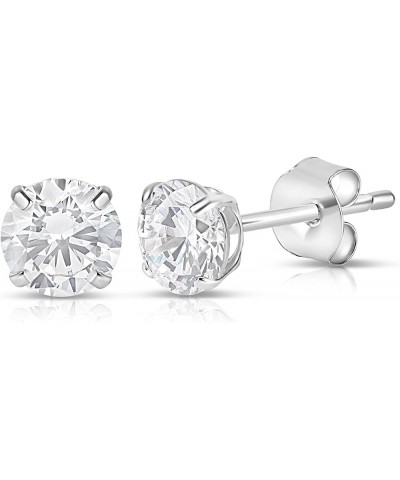 14k Gold AAAAA Cubic Zirconia Earrings Studs | Round Brilliant CZ Studs Real Gold Earrings White Gold | 5MM $46.20 Earrings