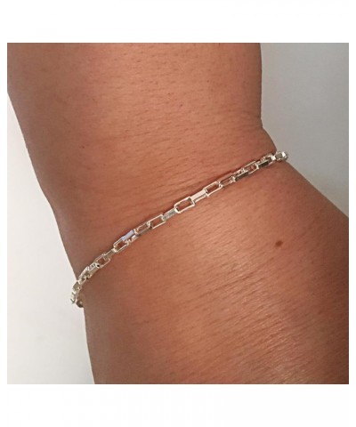 925 Sterling Silver Bracelets for Women Girls,Stack Bracelets Set Paperclip Satellite Rope Chain Adjustable Dainty Trendy Jew...