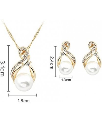 Elegant Women Wedding Pearl Pendant Earrings Necklace Sets Simple Real 18K Gold Plated for Wife, Sister, Friends & Girl Frien...