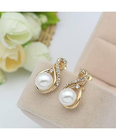 Elegant Women Wedding Pearl Pendant Earrings Necklace Sets Simple Real 18K Gold Plated for Wife, Sister, Friends & Girl Frien...