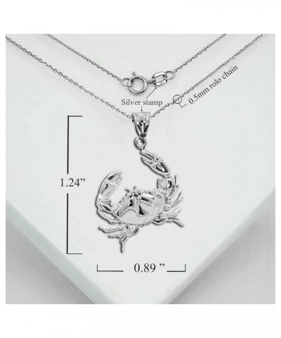 High Polish .925 Sterling Silver Crab Charm Cancer Zodiac SeaLife Pendant Necklace - Choose Pendant Only or Necklace w/ 16"-2...