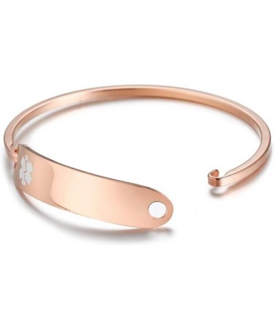 Free Custom Engraving Stainless Steel Catch Hook Oval Fit Medical Alert ID Bangle Bracelet Rose Gold-60mm asthma $10.07 Brace...