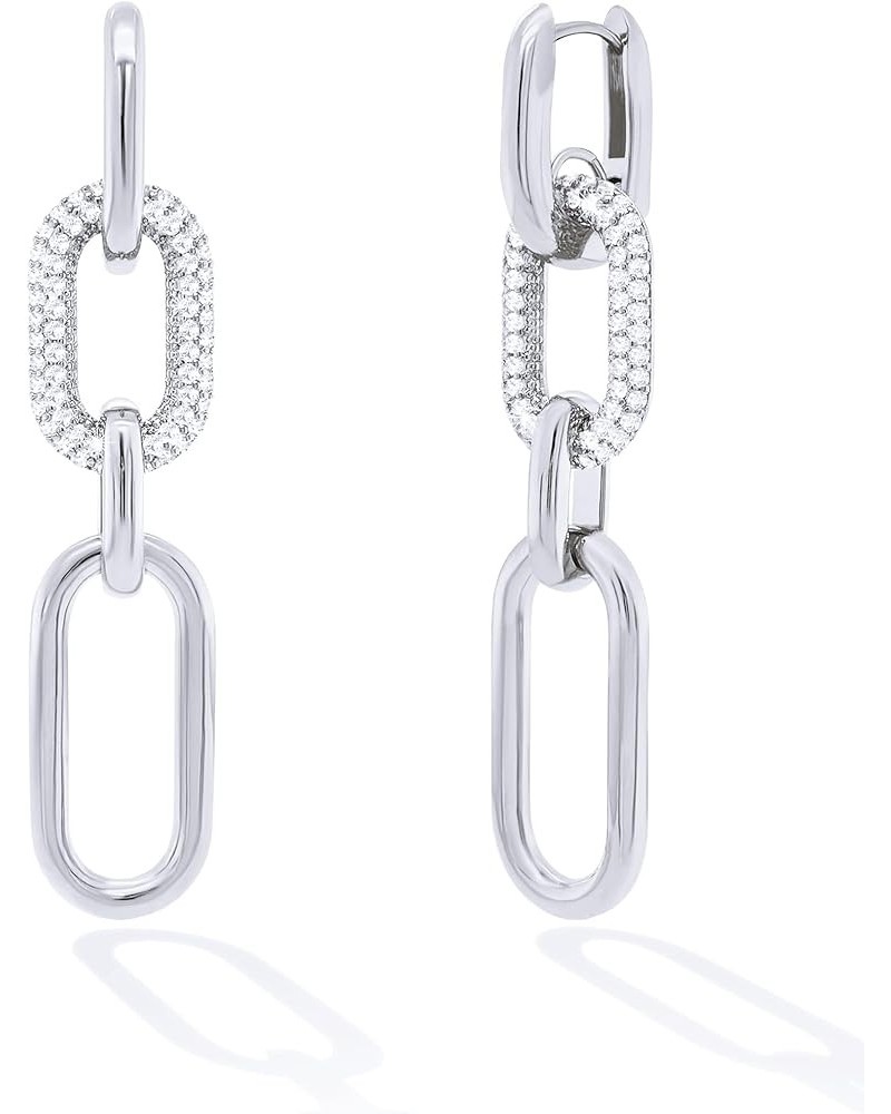 Chain Link Earrings for Women 14K Gold Plated Paperclip Link Earrings CZ Paved Drop Dangle Earrings RH3C0808 $11.96 Earrings