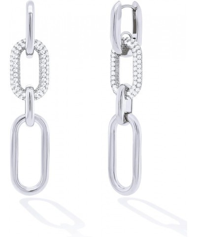 Chain Link Earrings for Women 14K Gold Plated Paperclip Link Earrings CZ Paved Drop Dangle Earrings RH3C0808 $11.96 Earrings