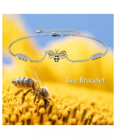 Bee Anklet for Women Sterling Silver Honeycomb Bee Anklet Bracelet Jewelry Gifts for Teen Girls $16.56 Anklets