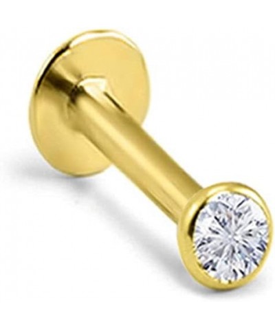 14k Solid Yellow Gold Threadless Push Pin Nose Ring Stud 1.5mm, 2mm, 2.5mm or 3mm Bezel CZ 18G, 16G 2mm CZ-18G-3/16" Post $22...