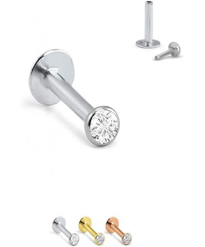 14k Solid Yellow Gold Threadless Push Pin Nose Ring Stud 1.5mm, 2mm, 2.5mm or 3mm Bezel CZ 18G, 16G 2mm CZ-18G-3/16" Post $22...