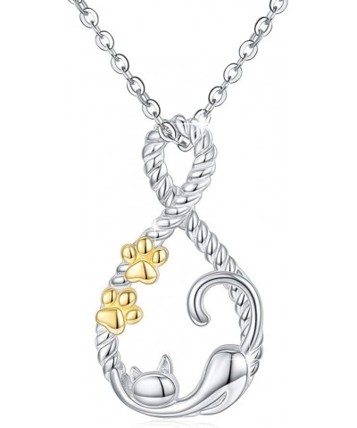 Animal Necklace for Women 925 Sterling Silver Cute Animal Pendant Necklace Animal Jewelry for Women Girls G1-Cat $9.22 Necklaces