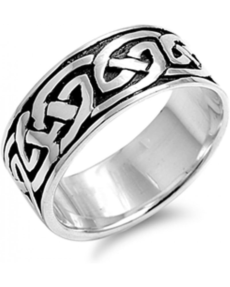 Oxidized Celtic Endless Knot Wedding Ring .925 Sterling Silver Band Sizes 8-14 $17.98 Rings