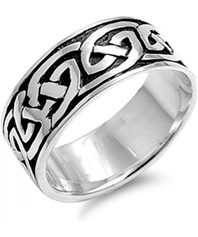 Oxidized Celtic Endless Knot Wedding Ring .925 Sterling Silver Band Sizes 8-14 $17.98 Rings