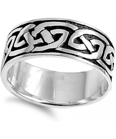 Oxidized Celtic Endless Knot Wedding Ring .925 Sterling Silver Band Sizes 8-14 $17.98 Rings