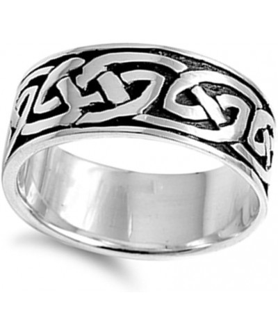 Oxidized Celtic Endless Knot Wedding Ring .925 Sterling Silver Band Sizes 8-14 $17.98 Rings