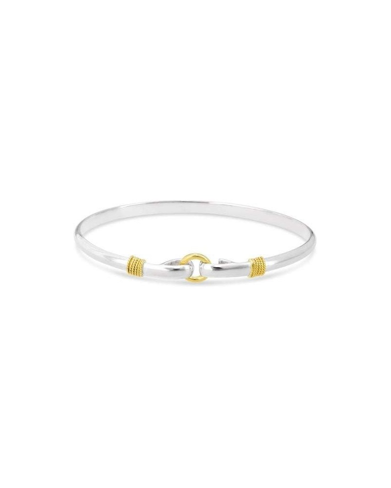 Center Circle Porthole Cape Cod Style Bracelet 925 sterling silver and 14k Gold Nautical Accents 7.5 Inches $107.80 Bracelets