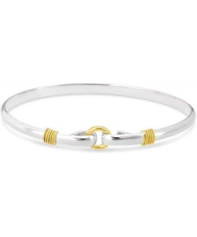 Center Circle Porthole Cape Cod Style Bracelet 925 sterling silver and 14k Gold Nautical Accents 7.5 Inches $107.80 Bracelets