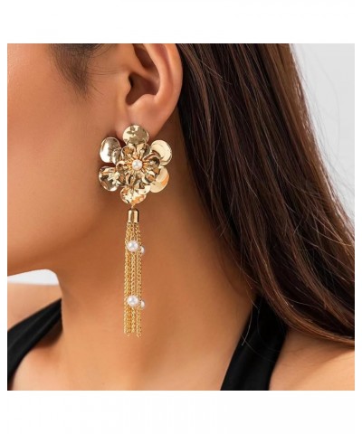 Flower Tassel Earrings 14k Gold Plated Dangle Bride Drop Earrings for Women Teen Girls Christmas Valentines Day Gift Golden $...