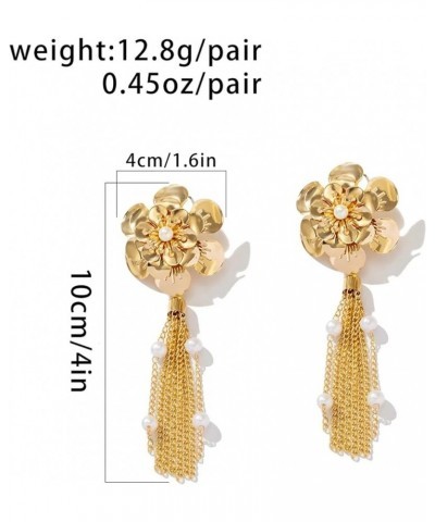 Flower Tassel Earrings 14k Gold Plated Dangle Bride Drop Earrings for Women Teen Girls Christmas Valentines Day Gift Golden $...