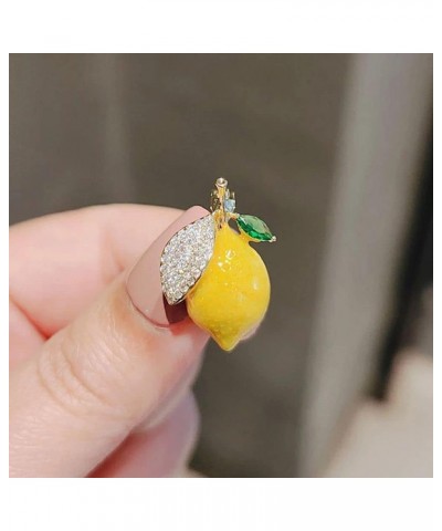 Brooches 1PC Lemon Brooches Cute Rhinestone Enamel Yellow Lemon Brooches for Women Wedding Party Fruit Causal Brooch Pins Fas...