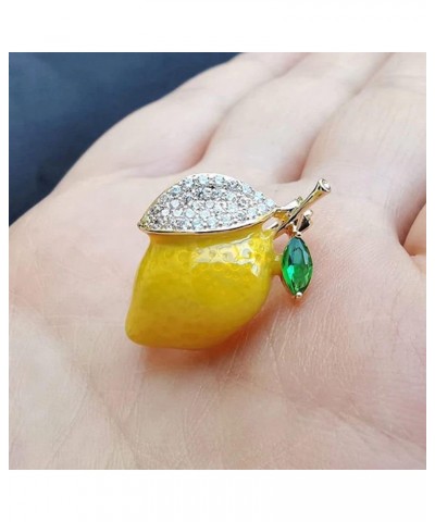 Brooches 1PC Lemon Brooches Cute Rhinestone Enamel Yellow Lemon Brooches for Women Wedding Party Fruit Causal Brooch Pins Fas...