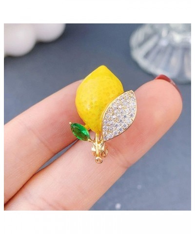 Brooches 1PC Lemon Brooches Cute Rhinestone Enamel Yellow Lemon Brooches for Women Wedding Party Fruit Causal Brooch Pins Fas...