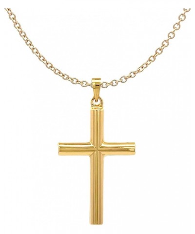 14K Yellow Gold, White Gold, and Rose Gold Various Sizes Polished Tube Cross Religious Pendant Charm Necklaces Fine Jewelry G...