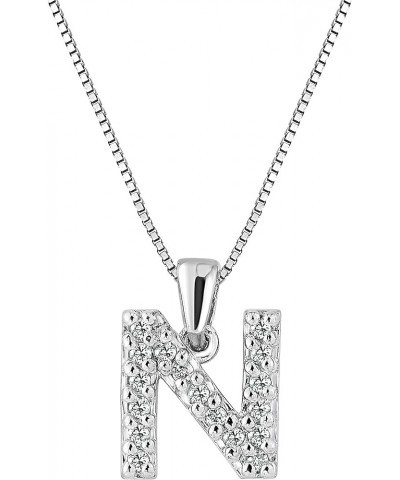 14k White Gold A to Z Diamond Initial Pendant Necklace (1/10cttw) with 18-inch chain N $102.96 Necklaces