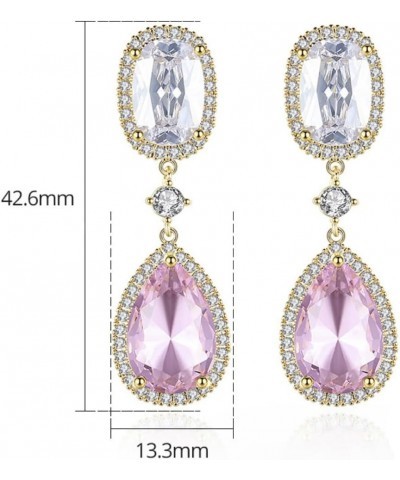 Teardrop Shaped Cubic Zirconia Dangle Drop Earrings for Women | Dainty Sparkly Clear Rhinestone Teardrop Dangling Drop Earrin...