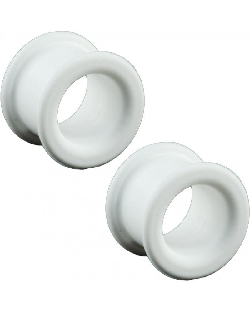 KAOS BRAND: Pair of White Silicone Double Flared Eyelets 00g $13.69 Body Jewelry