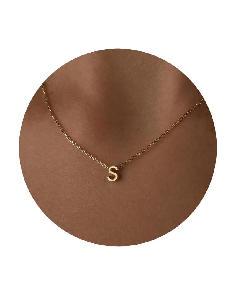 Initial Necklaces for Women, 14k Gold Plated Dainty Gold Letter Necklace Personalized Tiny Initial Pendant Necklace Monogram ...