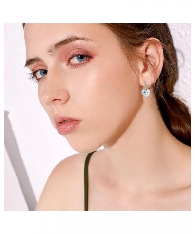 Sparkling Rose Gold Earrings Delicate Crystal Heart Huggie Earring For Women Girls white $7.07 Earrings