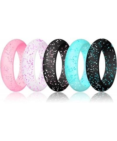 Silicone Diamond Wedding Ring, LUNIQI Silicone Band with Rhinestone for Women, Bling and Shine Diamond for Single or Married ...