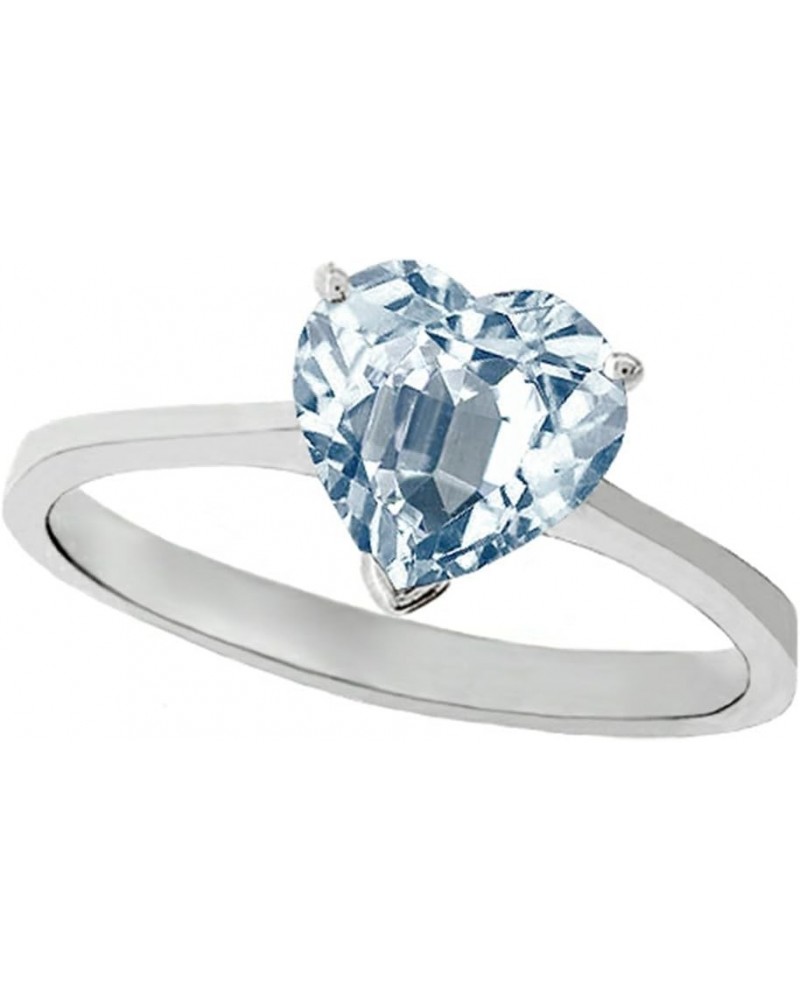 Tommaso Design Genuine Aquamarine Heart Shape 8mm Solitaire Engagement Ring 14kt Gold Yellow Gold $113.74 Rings