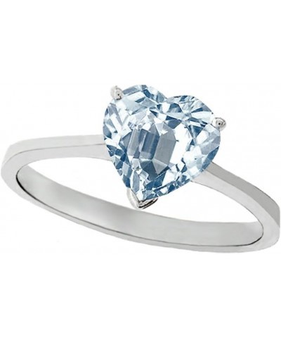 Tommaso Design Genuine Aquamarine Heart Shape 8mm Solitaire Engagement Ring 14kt Gold Yellow Gold $113.74 Rings