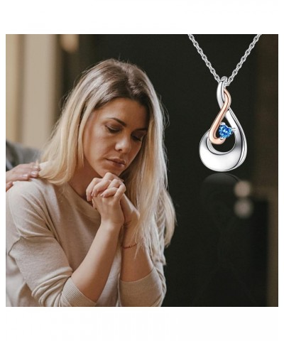 925 Sterling Silver Cremation Jewelry for Ashes Teardrop Urn Necklace for Ashes with Heart-Shape CZ Memorial Keepsakes Pendan...