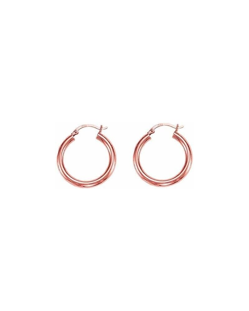 14k REAL Yellow or White or Rose/Pink Gold 3MM Thickness Classic Polished Round Tube Hoop Earrings with Snap Post Closure For...