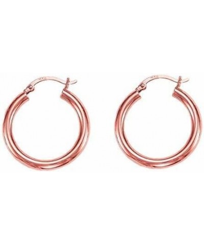 14k REAL Yellow or White or Rose/Pink Gold 3MM Thickness Classic Polished Round Tube Hoop Earrings with Snap Post Closure For...