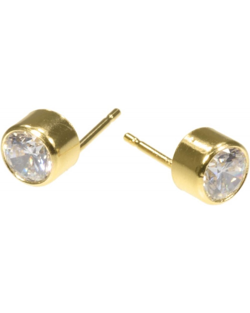 14kt Gold Filled White CZ Bezel Post Earrings 4.0 Millimeters $7.16 Earrings