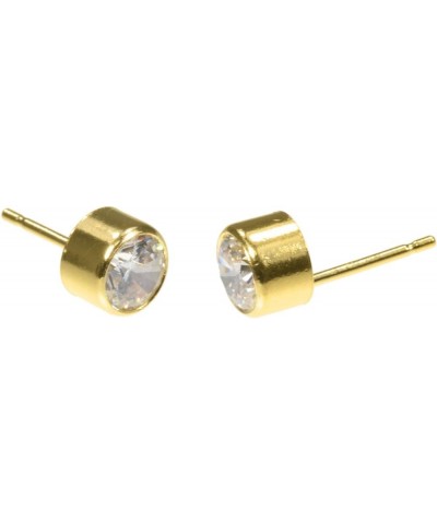 14kt Gold Filled White CZ Bezel Post Earrings 4.0 Millimeters $7.16 Earrings