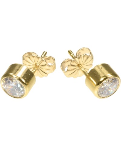 14kt Gold Filled White CZ Bezel Post Earrings 4.0 Millimeters $7.16 Earrings