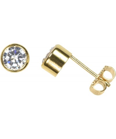 14kt Gold Filled White CZ Bezel Post Earrings 4.0 Millimeters $7.16 Earrings