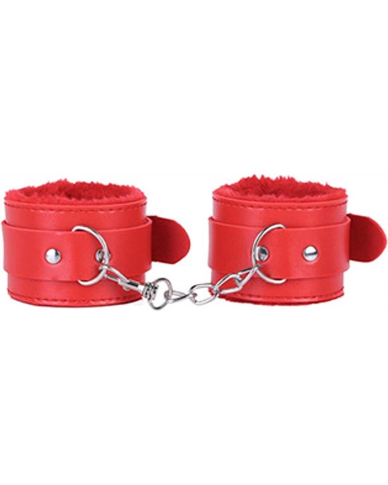 Wrist Leather Handcuffs Bracelet Plush Lining Wrist Handcuffs Bracelet Leg Cuffs Role Play Exercise Bands Leash Sex Detachabl...