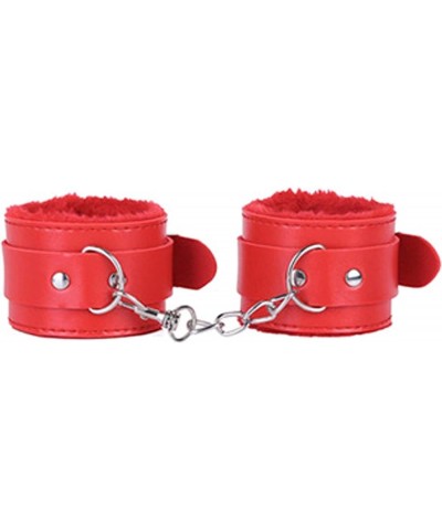 Wrist Leather Handcuffs Bracelet Plush Lining Wrist Handcuffs Bracelet Leg Cuffs Role Play Exercise Bands Leash Sex Detachabl...