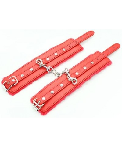 Wrist Leather Handcuffs Bracelet Plush Lining Wrist Handcuffs Bracelet Leg Cuffs Role Play Exercise Bands Leash Sex Detachabl...