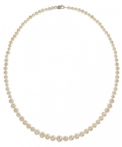 Graduated White Organic Cultured Freshwater Potato Pearl Knotted Necklace with Sterling Silver Clasp (3.5-7.5mm), 16 $23.92 N...