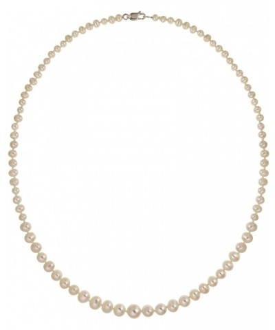 Graduated White Organic Cultured Freshwater Potato Pearl Knotted Necklace with Sterling Silver Clasp (3.5-7.5mm), 16 $23.92 N...